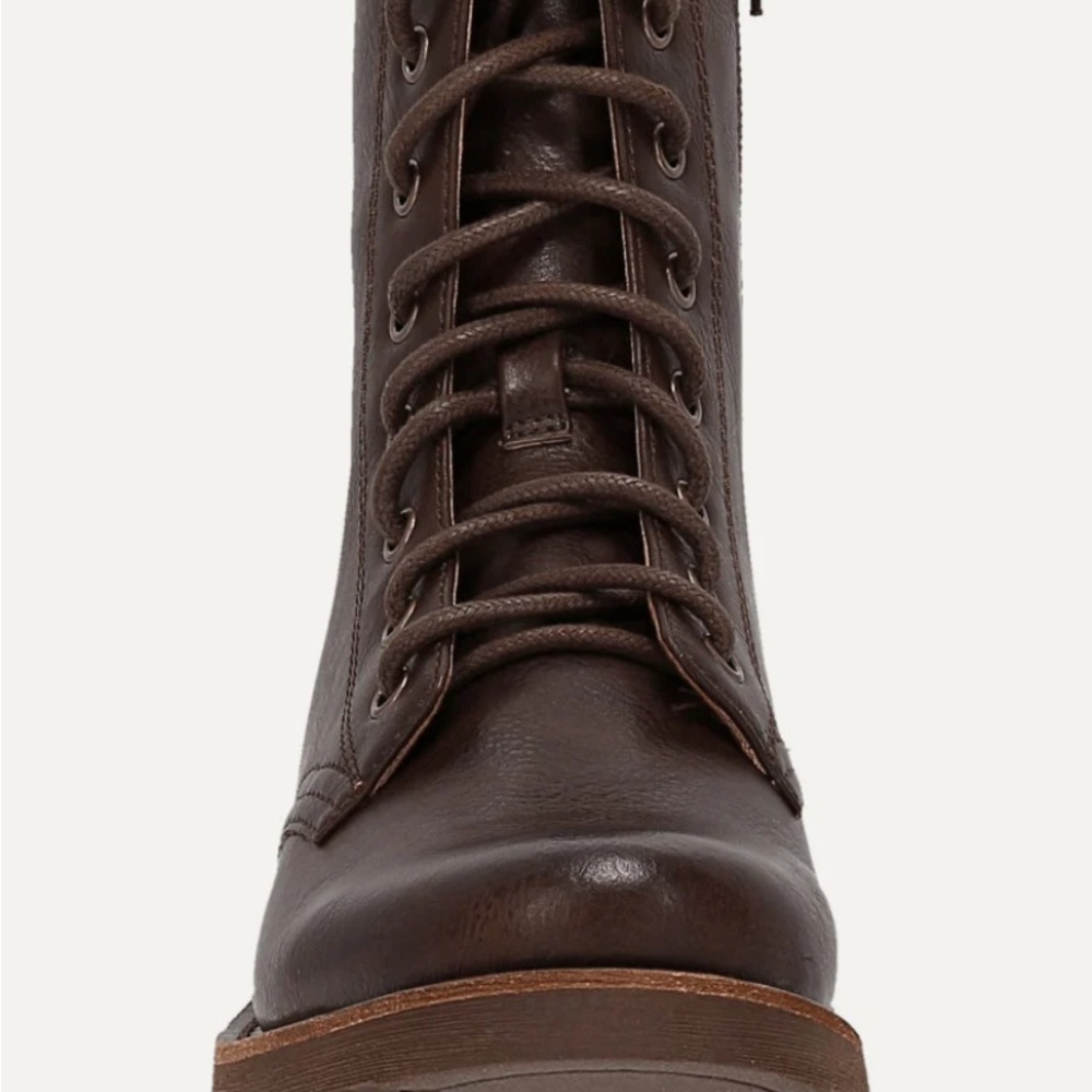 FRYE AND CO. Dark Brown Leather Lace-Up Combat Boots - Picture 6 of 10